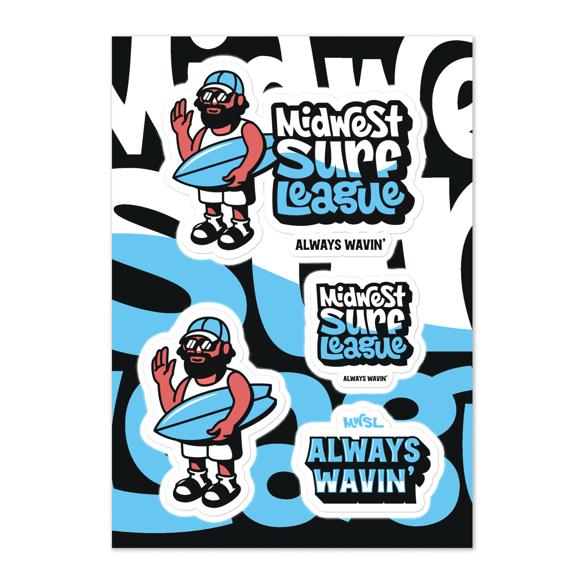 Sticker Sheet - Midwest Surf League Pack